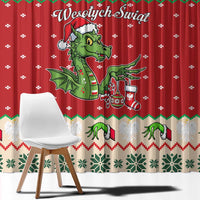 Poland Dinosaur Christmas Window Curtain Polish Smok Wawelski Wesołych Swiat - Wonder Print Shop