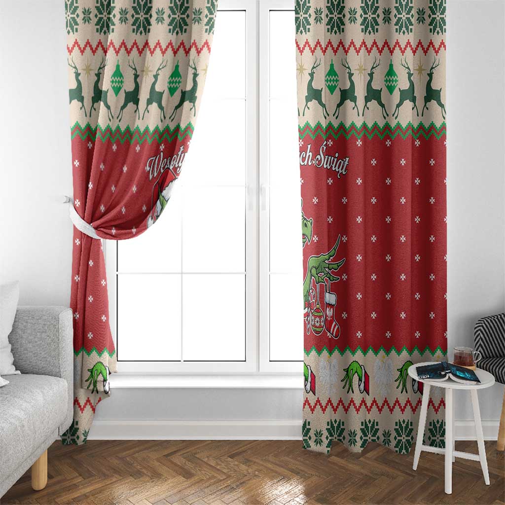 Poland Dinosaur Christmas Window Curtain Polish Smok Wawelski Wesołych Swiat - Wonder Print Shop