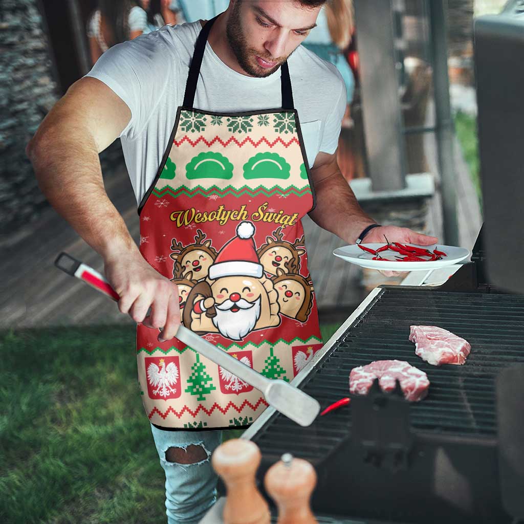Poland Christmas Apron Pierogi Mascot Santa Claus Wesołych Swiat - Wonder Print Shop