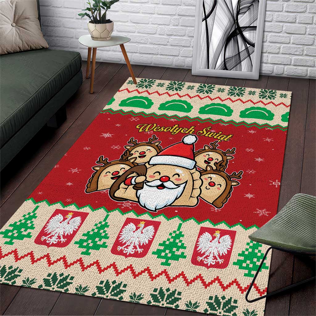 Poland Christmas Area Rug Pierogi Mascot Santa Claus Wesołych Swiat - Wonder Print Shop