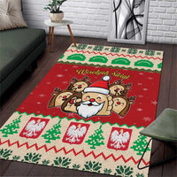 Poland Christmas Area Rug Pierogi Mascot Santa Claus Wesołych Swiat - Wonder Print Shop