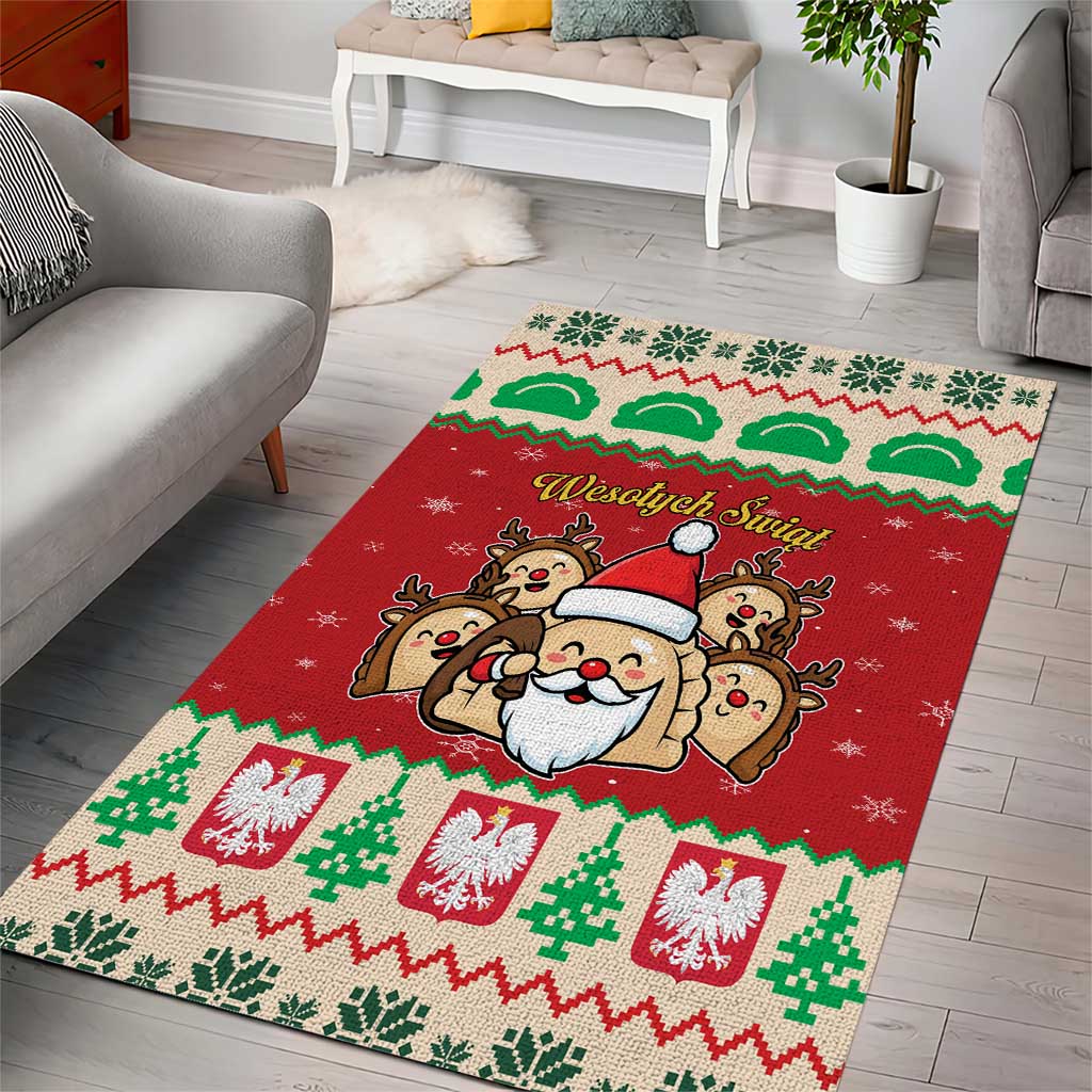 Poland Christmas Area Rug Pierogi Mascot Santa Claus Wesołych Swiat - Wonder Print Shop