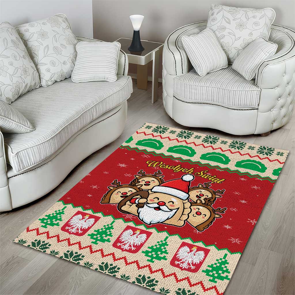 Poland Christmas Area Rug Pierogi Mascot Santa Claus Wesołych Swiat - Wonder Print Shop