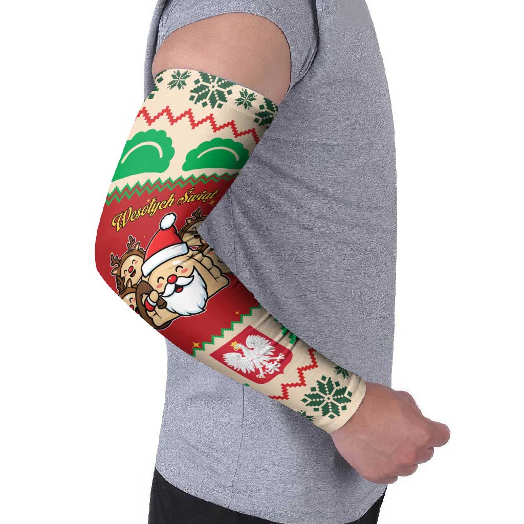 Poland Christmas Arm Sleeves Pierogi Mascot Santa Claus Wesołych Swiat - Wonder Print Shop