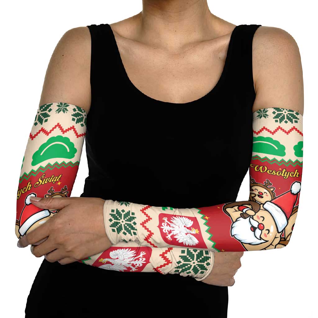 Poland Christmas Arm Sleeves Pierogi Mascot Santa Claus Wesołych Swiat - Wonder Print Shop
