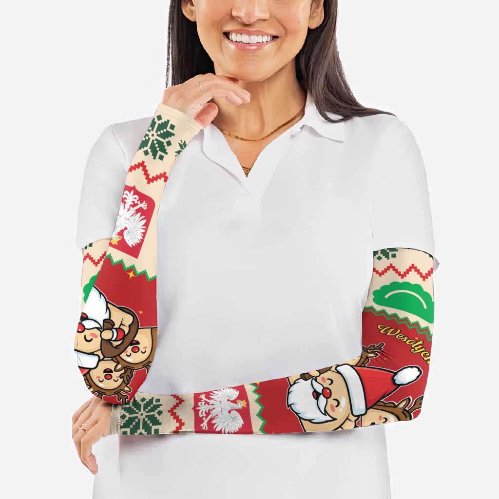 Poland Christmas Arm Sleeves Pierogi Mascot Santa Claus Wesołych Swiat - Wonder Print Shop