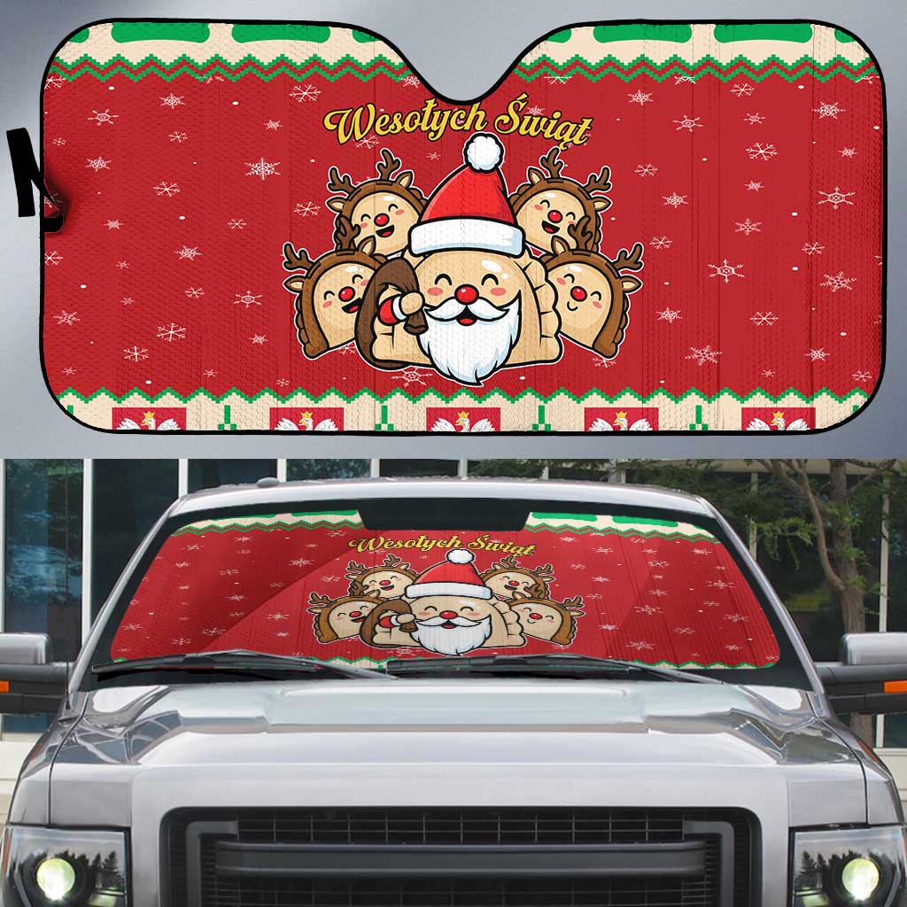 Poland Christmas Auto Sun Shade Pierogi Mascot Santa Claus Wesołych Swiat - Wonder Print Shop