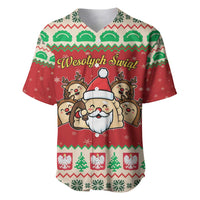 Poland Christmas Baseball Jersey Pierogi Mascot Santa Claus Wesołych Swiat - Wonder Print Shop