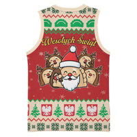 Poland Christmas Basketball Jersey Pierogi Mascot Santa Claus Wesołych Swiat - Wonder Print Shop