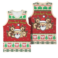 Poland Christmas Basketball Jersey Pierogi Mascot Santa Claus Wesołych Swiat - Wonder Print Shop
