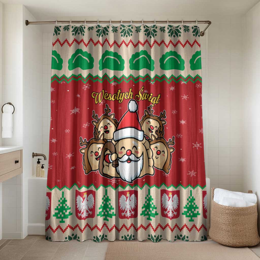 Poland Christmas Bathroom Set Pierogi Mascot Santa Claus Wesołych Swiat - Wonder Print Shop