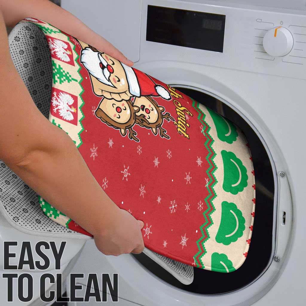 Poland Christmas Bathroom Set Pierogi Mascot Santa Claus Wesołych Swiat - Wonder Print Shop