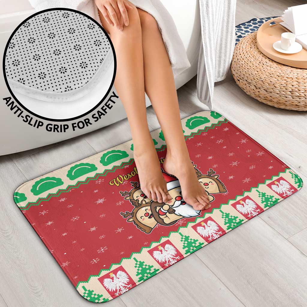 Poland Christmas Bathroom Set Pierogi Mascot Santa Claus Wesołych Swiat - Wonder Print Shop