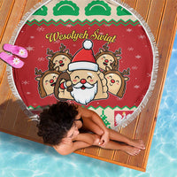 Poland Christmas Beach Blanket Pierogi Mascot Santa Claus Wesołych Swiat - Wonder Print Shop