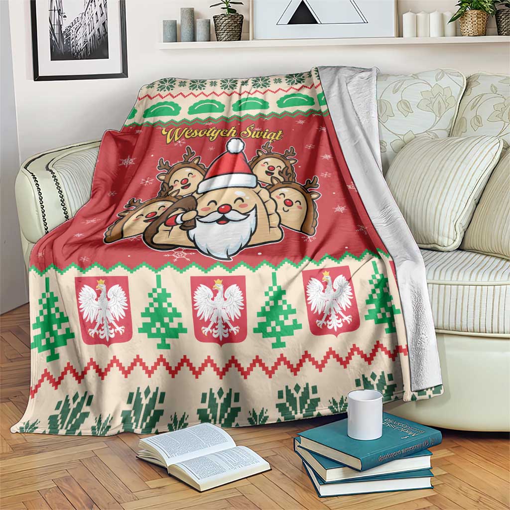 Poland Christmas Blanket Pierogi Mascot Santa Claus Wesołych Swiat - Wonder Print Shop