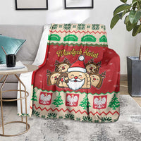 Poland Christmas Blanket Pierogi Mascot Santa Claus Wesołych Swiat - Wonder Print Shop