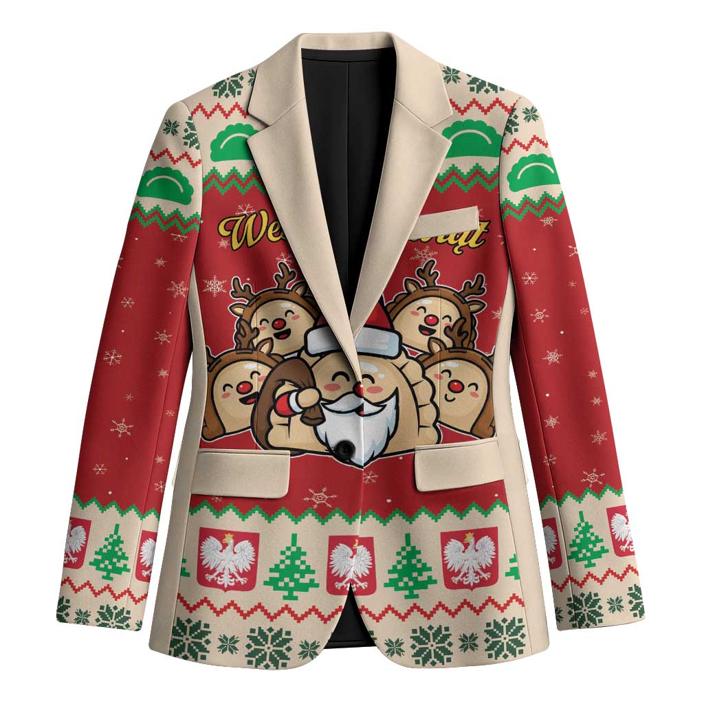Poland Christmas Blazer Pierogi Mascot Santa Claus Wesołych Swiat - Wonder Print Shop