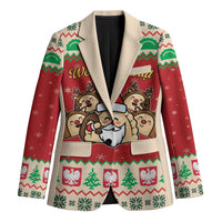 Poland Christmas Blazer Pierogi Mascot Santa Claus Wesołych Swiat - Wonder Print Shop