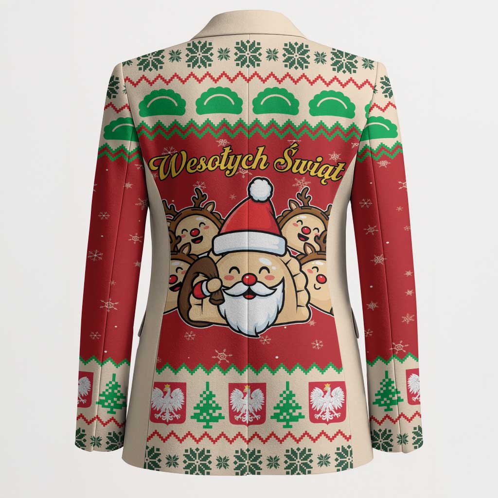 Poland Christmas Blazer Pierogi Mascot Santa Claus Wesołych Swiat - Wonder Print Shop