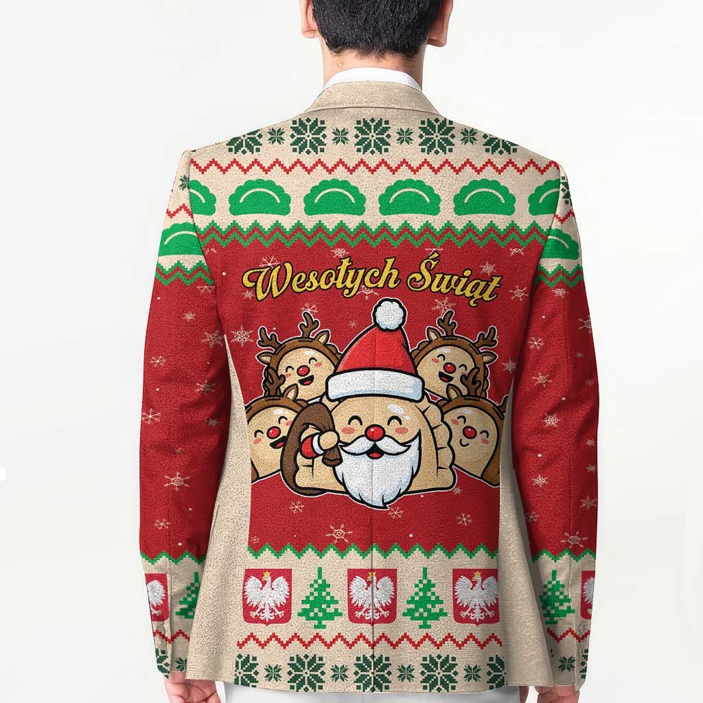 Poland Christmas Blazer Pierogi Mascot Santa Claus Wesołych Swiat - Wonder Print Shop