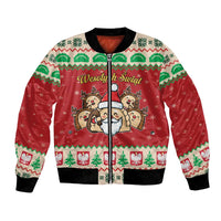 Poland Christmas Bomber Jacket Pierogi Mascot Santa Claus Wesołych Swiat - Wonder Print Shop
