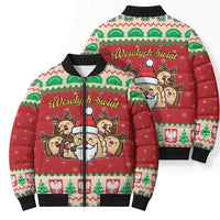 Poland Christmas Bomber Puffer Jacket Pierogi Mascot Santa Claus Wesołych Swiat - Wonder Print Shop