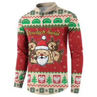 Poland Christmas Button Sweatshirt Pierogi Mascot Santa Claus Wesołych Swiat - Wonder Print Shop