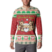 Poland Christmas Button Sweatshirt Pierogi Mascot Santa Claus Wesołych Swiat - Wonder Print Shop