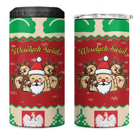 Poland Christmas 4 in 1 Can Cooler Tumbler Pierogi Mascot Santa Claus Wesołych Swiat - Wonder Print Shop