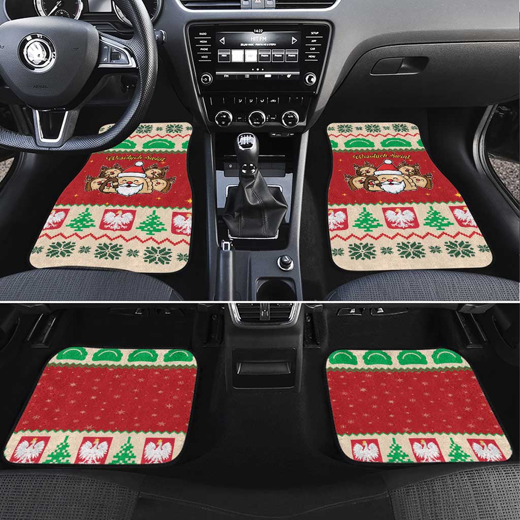 Poland Christmas Car Mats Pierogi Mascot Santa Claus Wesołych Swiat - Wonder Print Shop