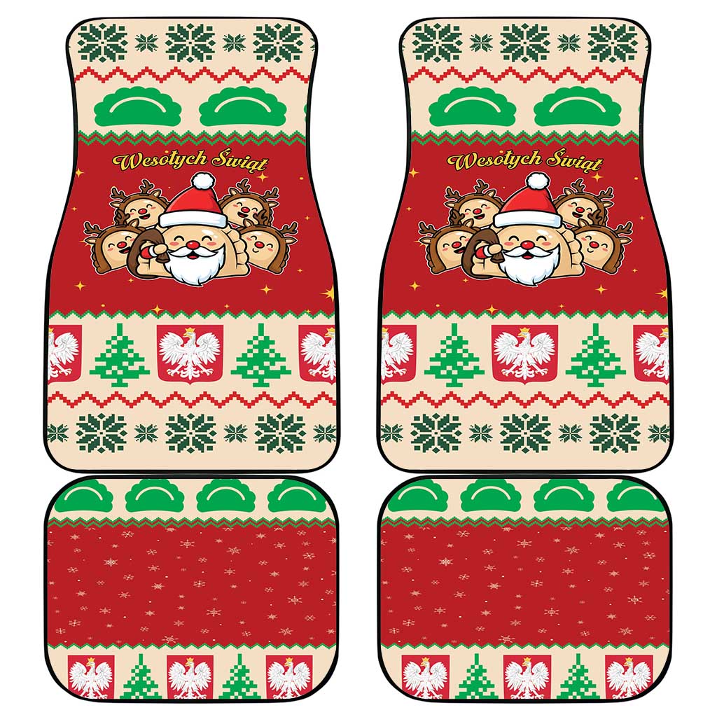 Poland Christmas Car Mats Pierogi Mascot Santa Claus Wesołych Swiat - Wonder Print Shop