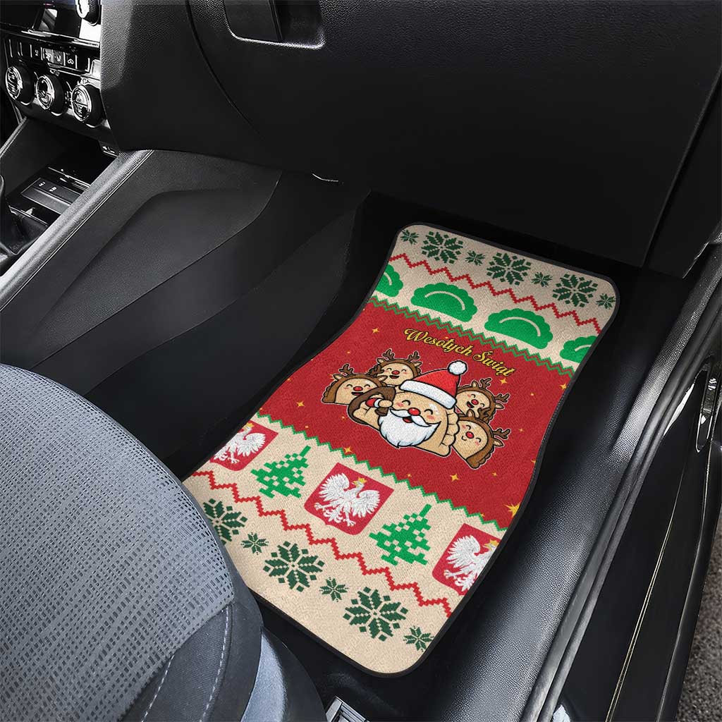 Poland Christmas Car Mats Pierogi Mascot Santa Claus Wesołych Swiat - Wonder Print Shop