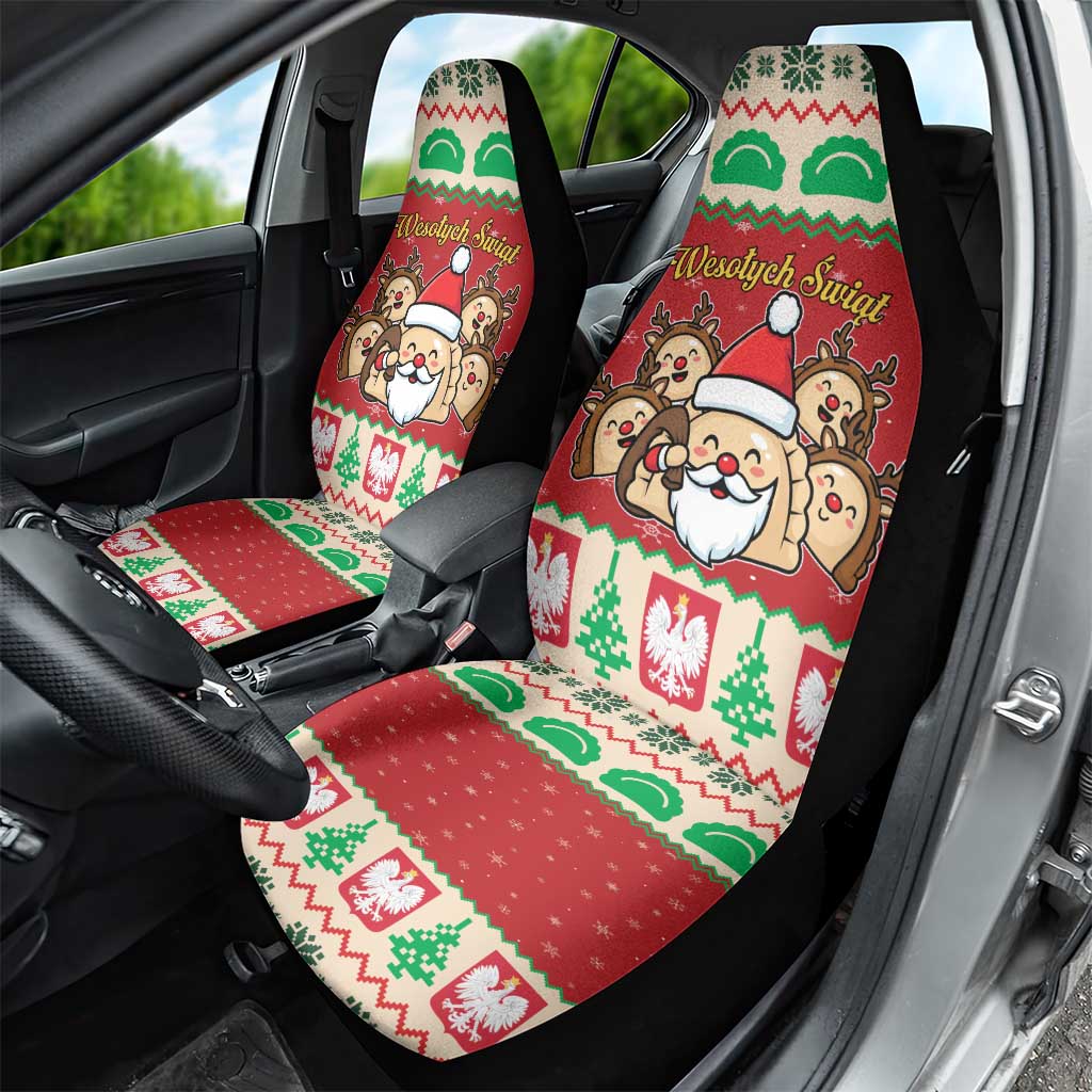 Poland Christmas Car Seat Cover Pierogi Mascot Santa Claus Wesołych Swiat - Wonder Print Shop
