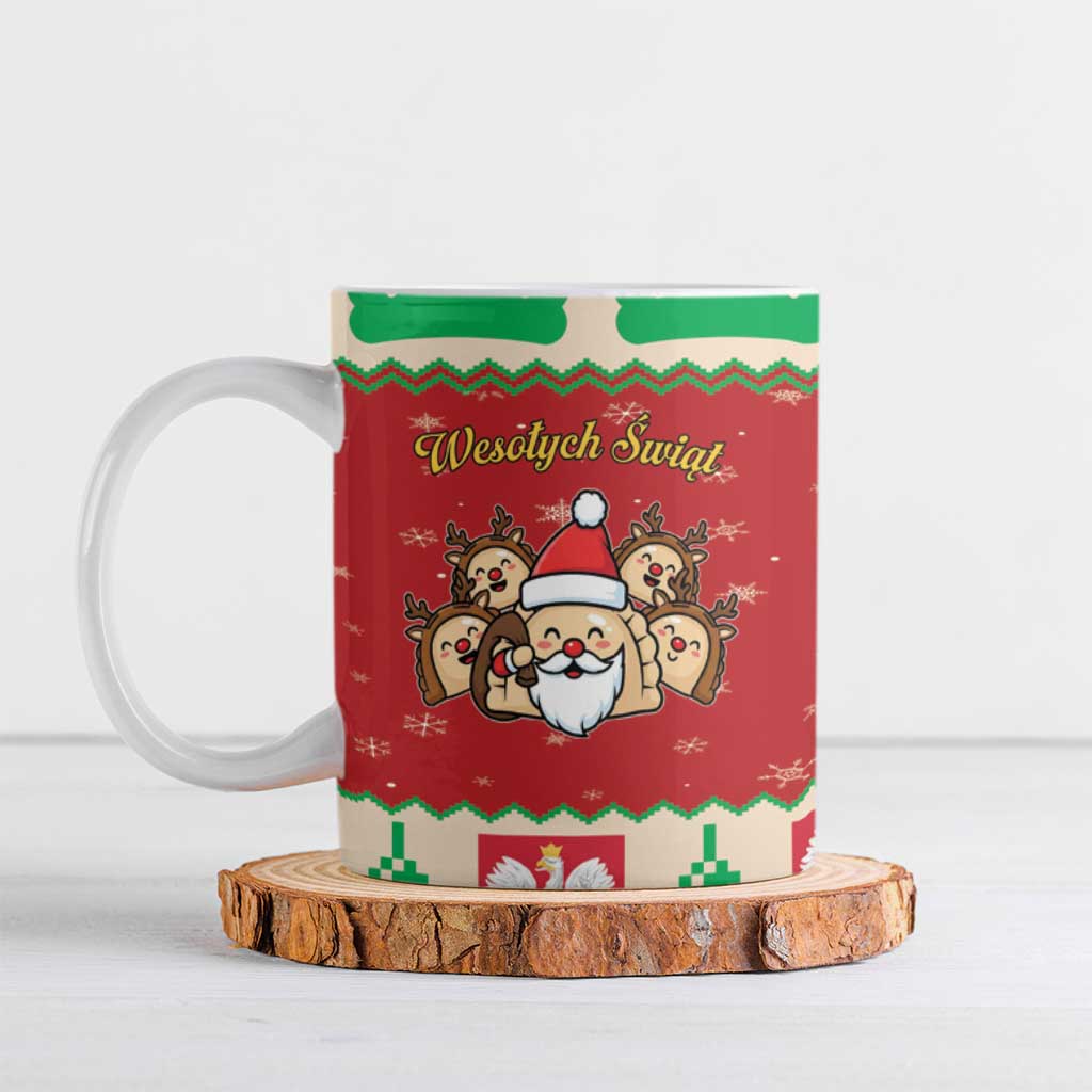 Poland Christmas Ceramic Mug Pierogi Mascot Santa Claus Wesołych Swiat - Wonder Print Shop