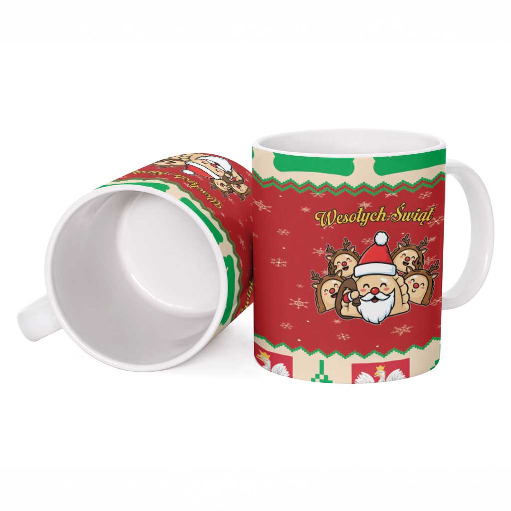 Poland Christmas Ceramic Mug Pierogi Mascot Santa Claus Wesołych Swiat - Wonder Print Shop