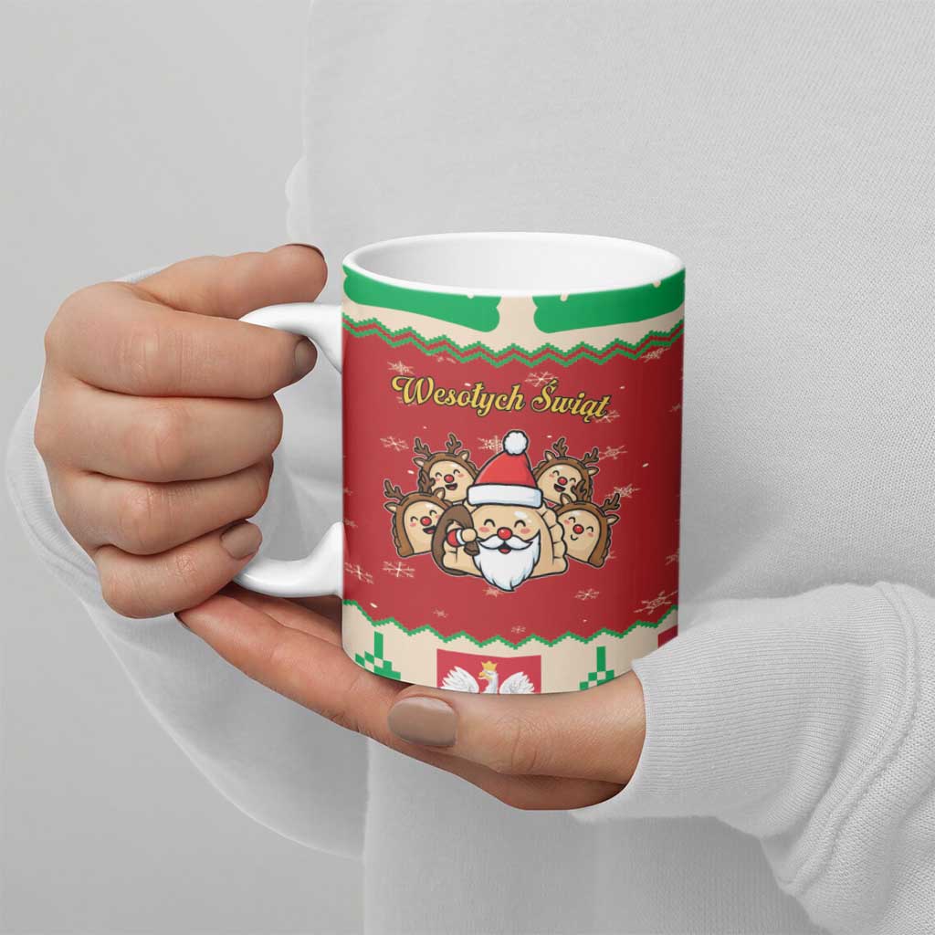 Poland Christmas Ceramic Mug Pierogi Mascot Santa Claus Wesołych Swiat - Wonder Print Shop