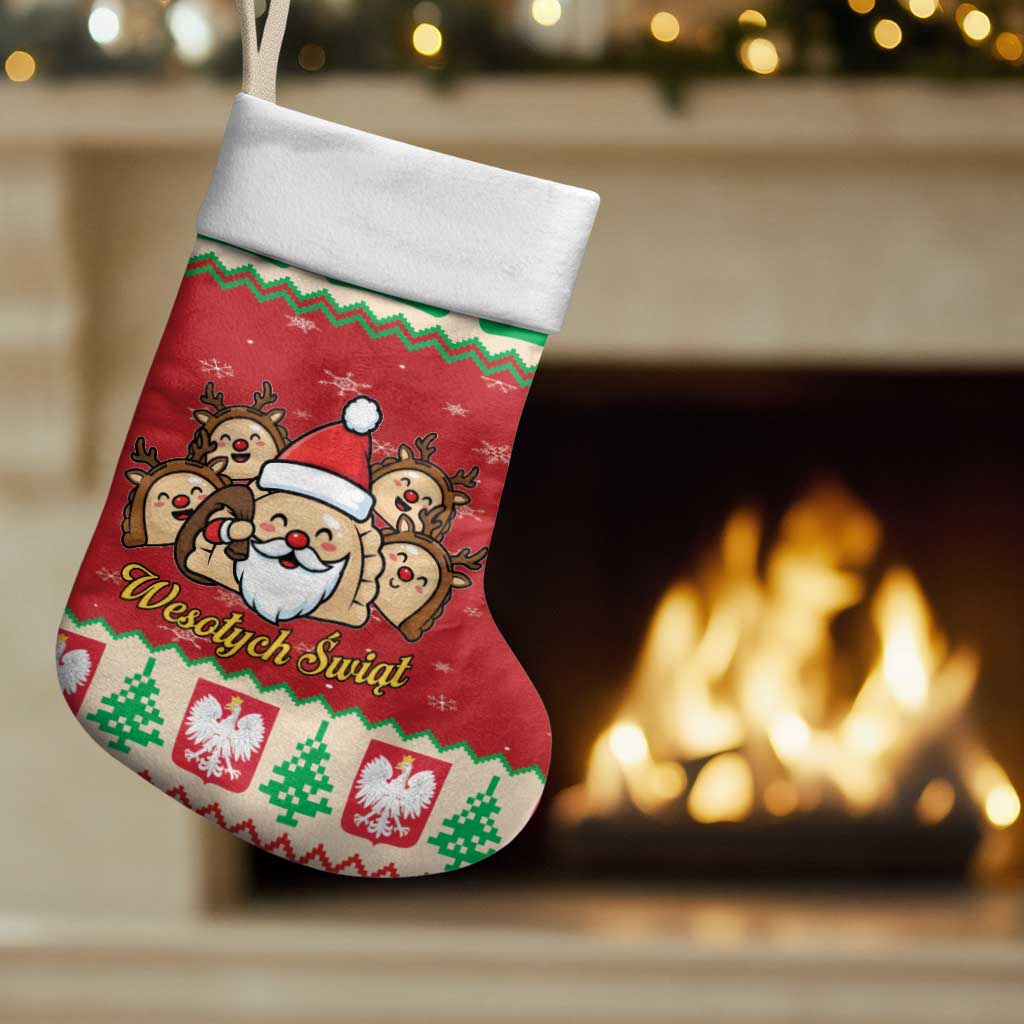 Poland Christmas Stocking Pierogi Mascot Santa Claus Wesołych Swiat - Wonder Print Shop