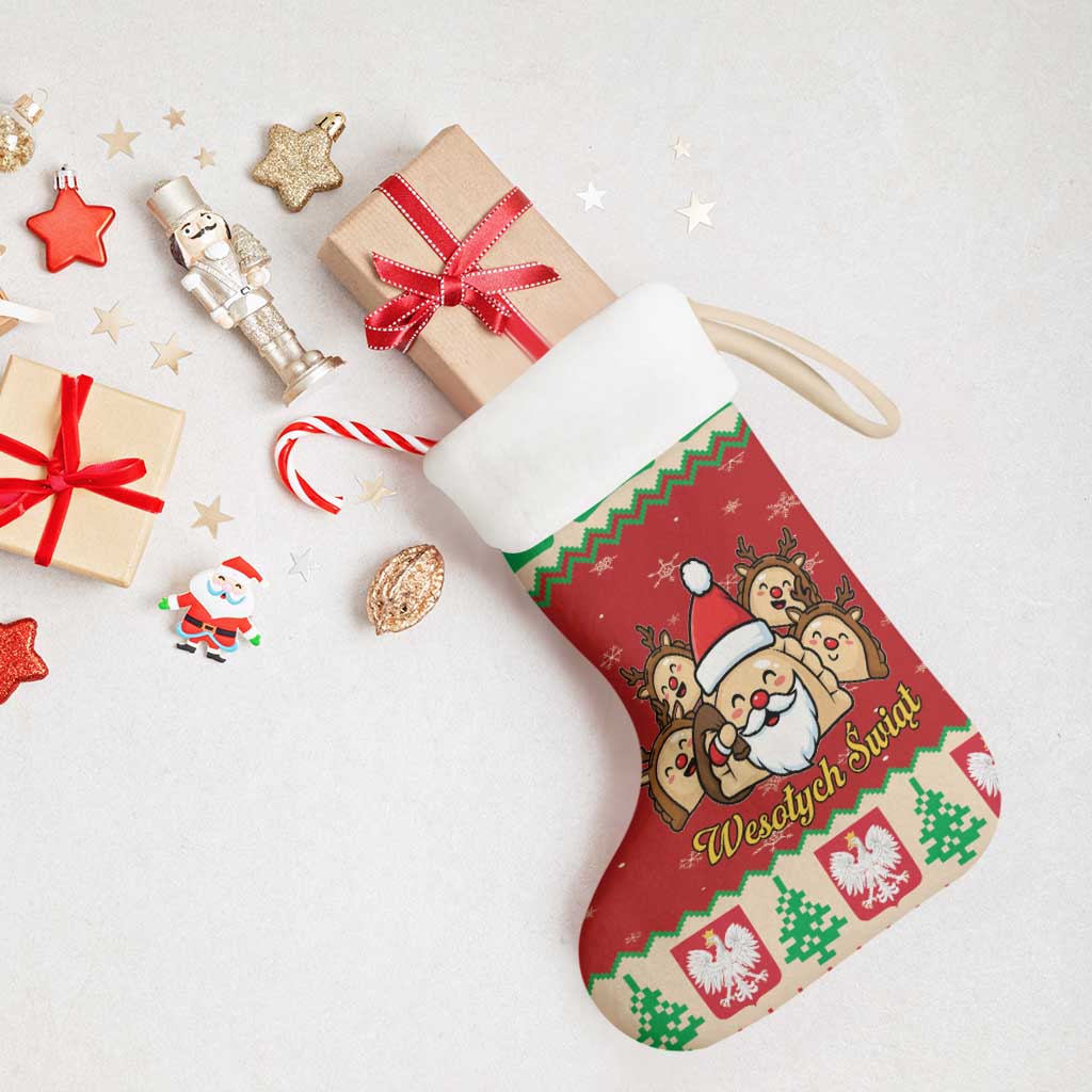 Poland Christmas Stocking Pierogi Mascot Santa Claus Wesołych Swiat - Wonder Print Shop
