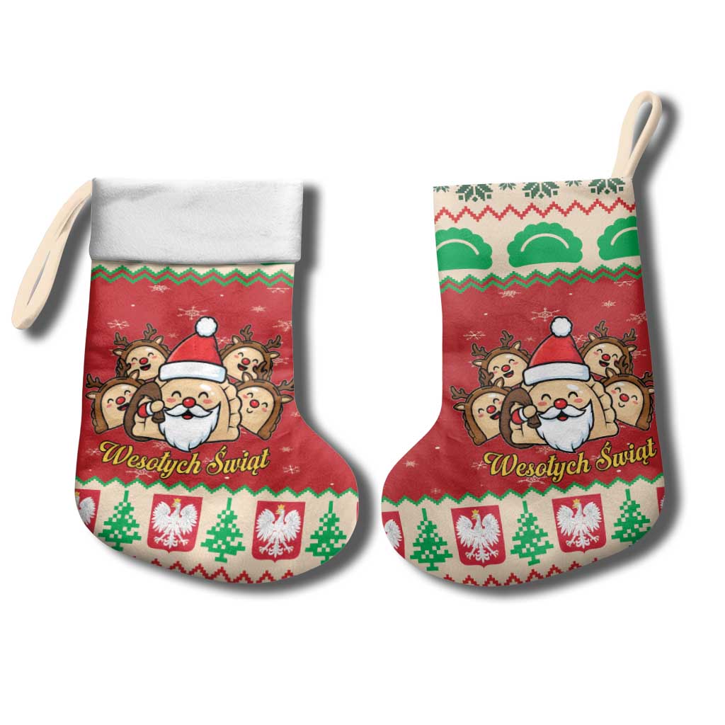 Poland Christmas Stocking Pierogi Mascot Santa Claus Wesołych Swiat - Wonder Print Shop