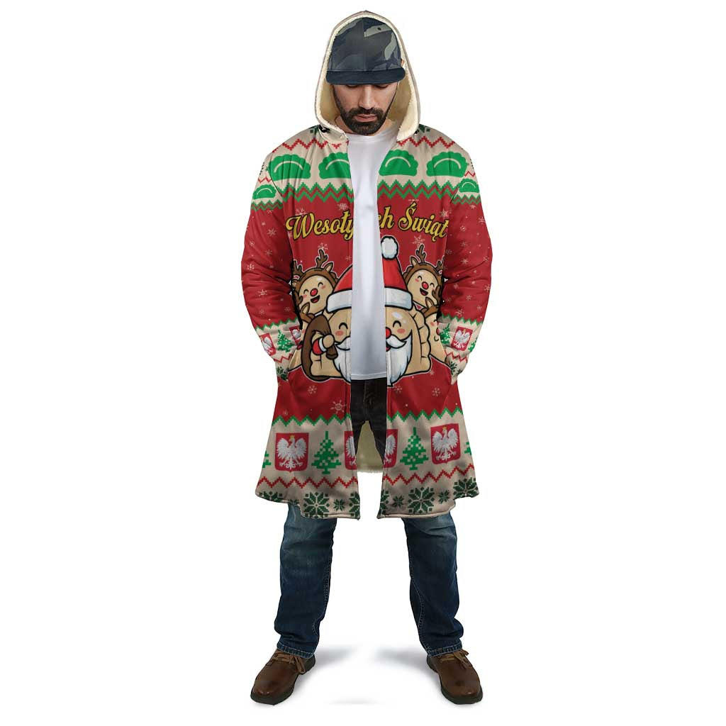 Poland Christmas Cloak Pierogi Mascot Santa Claus Wesołych Swiat - Wonder Print Shop