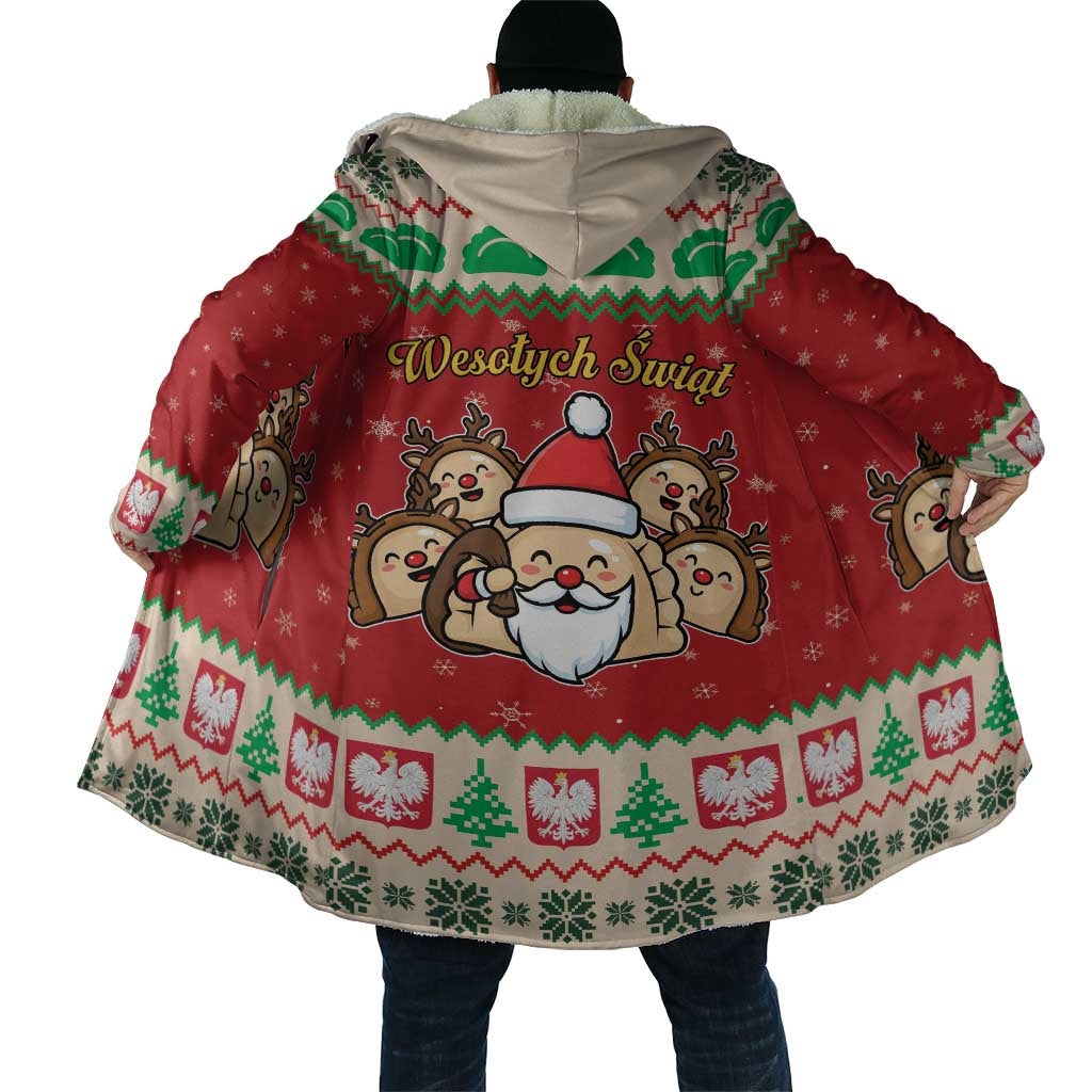Poland Christmas Cloak Pierogi Mascot Santa Claus Wesołych Swiat - Wonder Print Shop