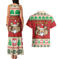 Poland Christmas Couples Matching Tank Maxi Dress and Hawaiian Shirt Pierogi Mascot Santa Claus Wesołych Swiat - Wonder Print Shop
