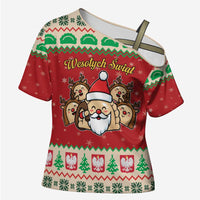 Poland Christmas Cross Shoulder Shirt Pierogi Mascot Santa Claus Wesołych Swiat - Wonder Print Shop