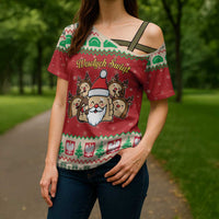 Poland Christmas Cross Shoulder Shirt Pierogi Mascot Santa Claus Wesołych Swiat - Wonder Print Shop