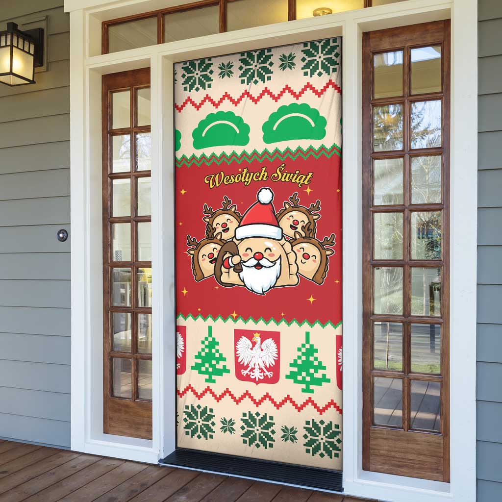 Poland Christmas Door Cover Pierogi Mascot Santa Claus Wesołych Swiat - Wonder Print Shop