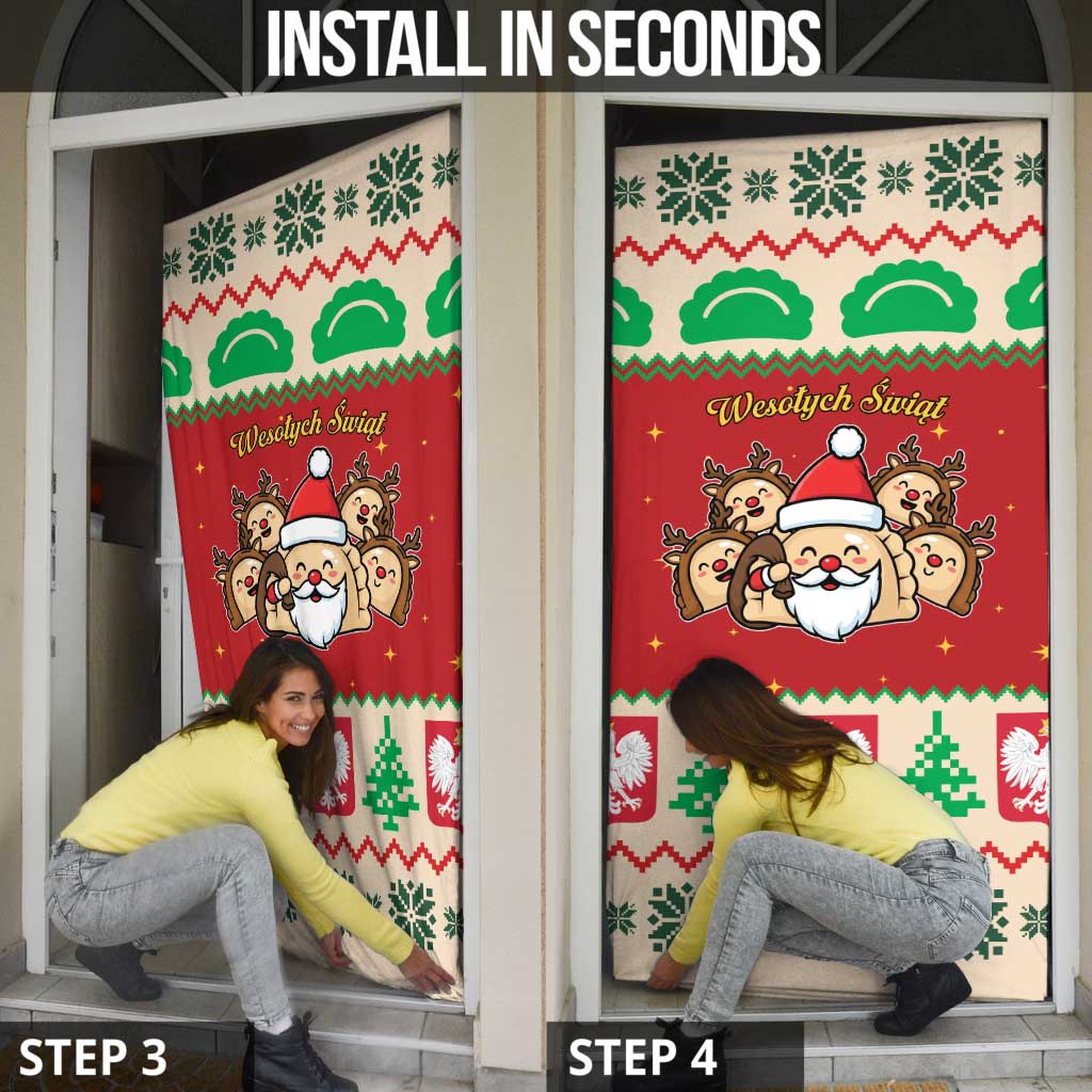 Poland Christmas Door Cover Pierogi Mascot Santa Claus Wesołych Swiat - Wonder Print Shop