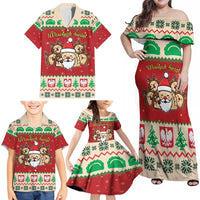 Poland Christmas Family Matching Off Shoulder Maxi Dress and Hawaiian Shirt Pierogi Mascot Santa Claus Wesołych Swiat - Wonder Print Shop
