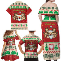 Poland Christmas Family Matching Off Shoulder Maxi Dress and Hawaiian Shirt Pierogi Mascot Santa Claus Wesołych Swiat - Wonder Print Shop