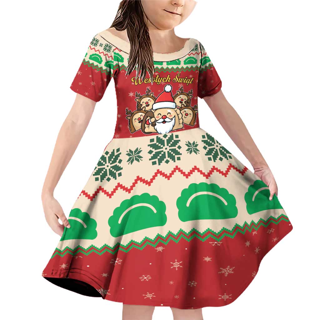 Poland Christmas Family Matching Off Shoulder Short Dress and Hawaiian Shirt Pierogi Mascot Santa Claus Wesołych Swiat - Wonder Print Shop