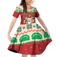 Poland Christmas Family Matching Off Shoulder Short Dress and Hawaiian Shirt Pierogi Mascot Santa Claus Wesołych Swiat - Wonder Print Shop